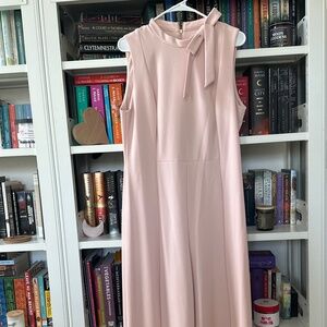 Calvin Klein Pink Sleeveless Bow‑Neck Pantsuit / Jumpsuit — Size 14 (Neck Bow)